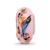 Lex & Lu Sterling Silver Reflections Pink Hand Painted Nuthatch Fenton Glass Bead - 3 - Lex & Lu