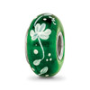 Lex & Lu Sterling Silver Reflections Hand Painted Clover Floral Fenton Glass Bead - Lex & Lu