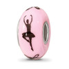 Lex & Lu Sterling Silver Reflections Pink Hand Painted Ballerina Fenton Glass Bead - Lex & Lu