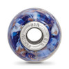 Lex & Lu Sterling Silver Reflections Blue with Glitter Danube Fenton Glass Bead - 2 - Lex & Lu