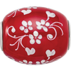 Lex & Lu Sterling Silver Reflections Red Hand Painted Floral Hearts Fenton Glass Bead - 3 - Lex & Lu