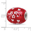 Lex & Lu Sterling Silver Reflections Red Hand Painted Floral Hearts Fenton Glass Bead - 6 - Lex & Lu