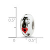 Lex & Lu Sterling Silver Reflections White Hand Painted Cat Paws Fenton Glass Bead - 6 - Lex & Lu