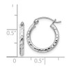 Lex & Lu Sterling Silver w/Rhodium 2mm D/C Hoop Earrings LAL22350 - 4 - Lex & Lu