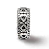 Lex & Lu Sterling Silver Reflections Antiqued Bali Hearts Gripper Bead - 6 - Lex & Lu