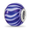 Lex & Lu Sterling Silver Reflections Blue and White Striped Glass Bead - Lex & Lu