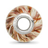 Lex & Lu Sterling Silver Reflections Brown and White Striped Glass Bead - 2 - Lex & Lu