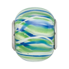 Lex & Lu Sterling Silver Reflections Blue, Green and White Striped Glass Bead - 3 - Lex & Lu