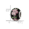 Lex & Lu Sterling Silver Reflections Pink and Green Floral Black Glass Bead - 3 - Lex & Lu