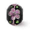Lex & Lu Sterling Silver Reflections Pink and Green Floral Black Glass Bead - 6 - Lex & Lu