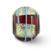 Lex & Lu Sterling Silver Reflections Foil Striped Red Glass Bead - 6 - Lex & Lu