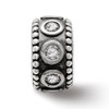 Lex & Lu Sterling Silver Reflections CZ Antiqued Bali Bead - 6 - Lex & Lu