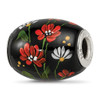 Lex & Lu Sterling Silver Reflections Hand Paint Ebony Bouquet Large Fenton Glass Bead - Lex & Lu