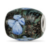 Lex & Lu Sterling Silver Reflections Hand Paint Hydrangea Moonlight Fenton Glass Bead - Lex & Lu