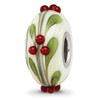 Lex & Lu Sterling Silver Reflections Hand Paint Magical Holly-Days Fenton Glass Bead - Lex & Lu