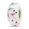 Lex & Lu Sterling Silver Reflections Hand Painted Stella Mouse Fenton Glass Bead - Lex & Lu