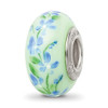 Lex & Lu Sterling Silver Reflections Hand Painted Larkspurs July Fenton Glass Bead - 5 - Lex & Lu