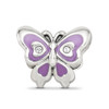 Lex & Lu Sterling Silver Reflections Purple & Green Enameled CZ Butterfly Bead - 3 - Lex & Lu