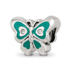 Lex & Lu Sterling Silver Reflections Purple & Green Enameled CZ Butterfly Bead - 5 - Lex & Lu