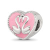 Lex & Lu Sterling Silver Reflections Pink Enameled, Yellow IP-Plated CZ Swans Bead - 6 - Lex & Lu