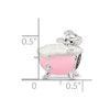 Lex & Lu Sterling Silver Reflections Pink Enamel & CZs Pig In A Bathtub Bead - 4 - Lex & Lu