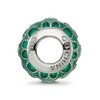 Lex & Lu Sterling Silver Reflections CZs Green Enameled Bead - 2 - Lex & Lu