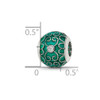 Lex & Lu Sterling Silver Reflections CZs Green Enameled Bead - 4 - Lex & Lu