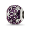 Lex & Lu Sterling Silver Reflections CZs Sparkling Purple Enameled Bead - Lex & Lu