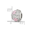 Lex & Lu Sterling Silver Reflections CZ Bead with Pink Enameled Flowers - 5 - Lex & Lu