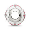 Lex & Lu Sterling Silver Reflections CZs White & Pink Enameled Flowers Bead - 2 - Lex & Lu