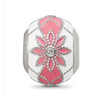 Lex & Lu Sterling Silver Reflections CZs White & Pink Enameled Flowers Bead - 3 - Lex & Lu