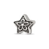 Lex & Lu Sterling Silver Reflections Antiqued Star with Flower Bead - Lex & Lu