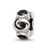 Lex & Lu Sterling Silver Reflections Black CZ Bead - 6 - Lex & Lu