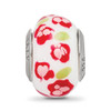 Lex & Lu Sterling Silver Reflections Red/Pink Glitter Flower Italian Glass Bead - 5 - Lex & Lu