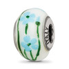 Lex & Lu Sterling Silver Reflections Blue/Green Glitter Flower Italian Glass Bead - 5 - Lex & Lu