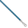 Lex & Lu Sterling Silver Reflections Blue Leather 14in w/2'' Ext Choker/Wrap Bracelet - Lex & Lu