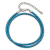 Lex & Lu Sterling Silver Reflections Blue Leather 14in w/2'' Ext Choker/Wrap Bracelet - 4 - Lex & Lu