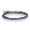 Lex & Lu Sterling Silver Reflections Purple Leather 14in w/2'' Ext Choker/Wrap Bracelet - 3 - Lex & Lu