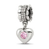 Lex & Lu Sterling Silver Reflections Pink CZ Heart Dangle Bead - Lex & Lu