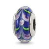 Lex & Lu Sterling Silver Reflections Blue/Pink Hand-blown Glass Bead - Lex & Lu