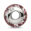 Lex & Lu Sterling Silver Reflections Rose Striped Hand-blown Glass Bead - 2 - Lex & Lu