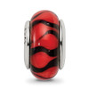 Lex & Lu Sterling Silver Reflections Red/Black Hand-blown Glass Bead LAL6654 - 3 - Lex & Lu