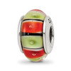 Lex & Lu Sterling Silver Reflections Orange,Red/Lt Green Glass Bead - Lex & Lu