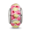 Lex & Lu Sterling Silver Reflections Pink/Yellow Hand-blown Glass Bead - 3 - Lex & Lu