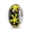 Lex & Lu Sterling Silver Reflections Yellow/Black Hand-blown Glass Bead - Lex & Lu