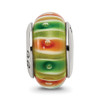 Lex & Lu Sterling Silver Reflections Green/Orange Hand-blown Glass Bead - 3 - Lex & Lu