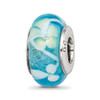 Lex & Lu Sterling Silver Reflections Blue/Yellow Hand-blown Glass Bead - Lex & Lu