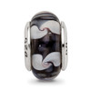 Lex & Lu Sterling Silver Reflections Black/White Hand-blown Glass Bead LAL6692 - 3 - Lex & Lu