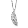 Lex & Lu Sterling Silver White Ice Diamond Feather 18'' w/2'' Ext Necklace - Lex & Lu