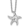 Lex & Lu Sterling Silver White Ice Diamond Starfish Slide Pendant Necklace - Lex & Lu